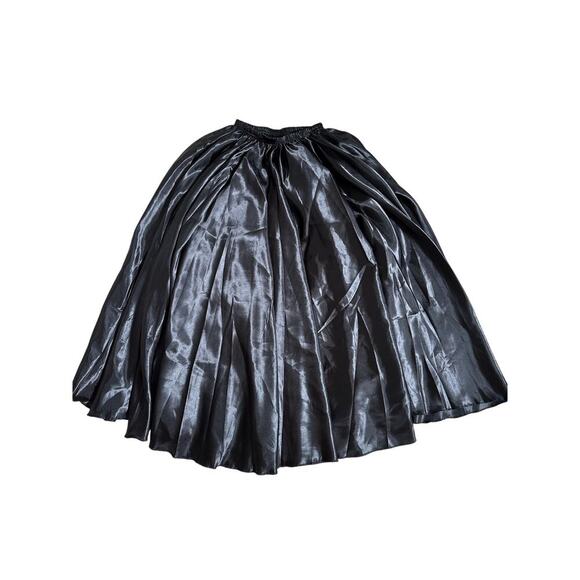 Black Pleated Maxi Skirt – Size S, High Shine Goth Y2K Holiday Look - Picture 5 of 8